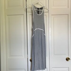 Gray Midi dress with Crochet Trim